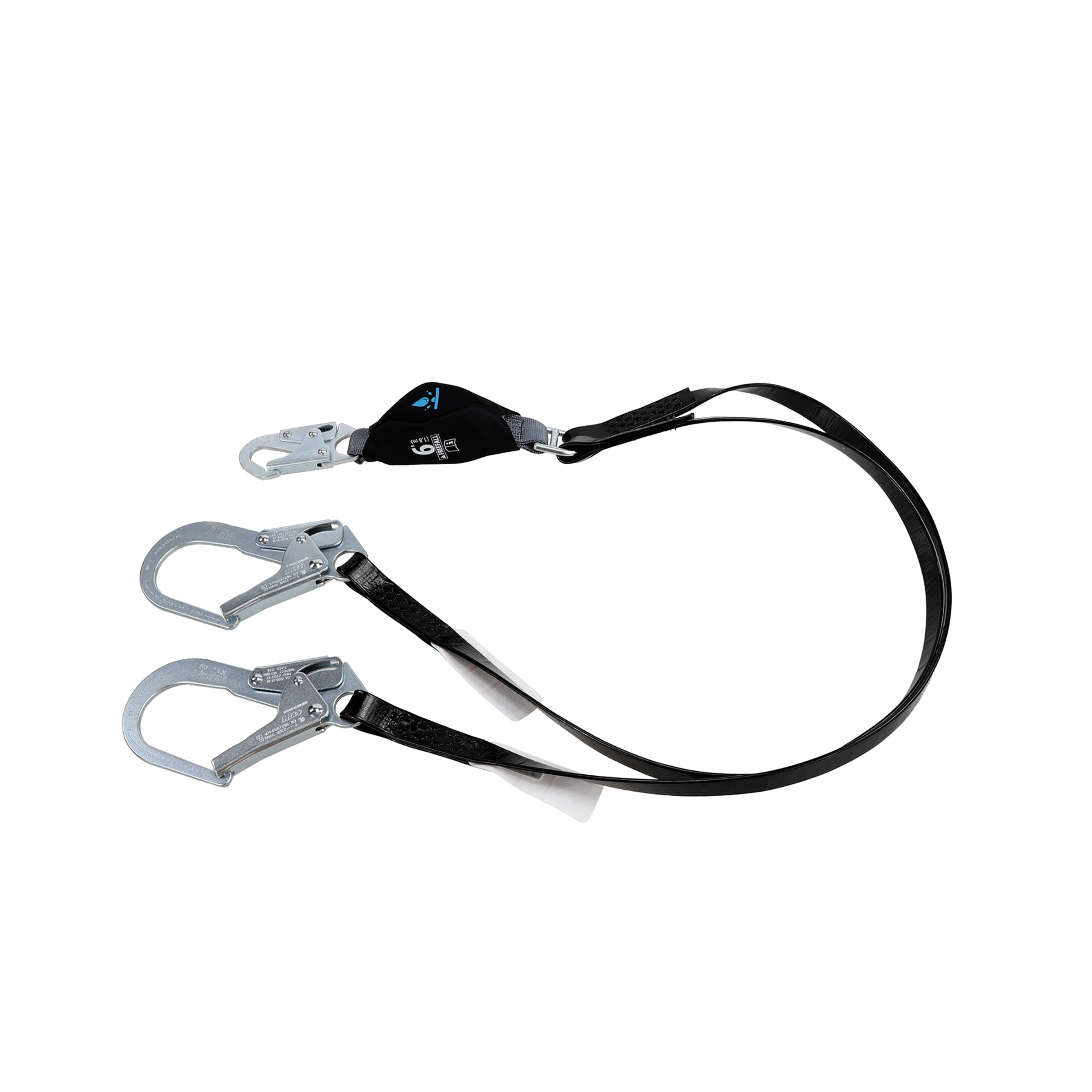 V-SERIES anti-corrosion twin leg energy absorbing lanyard, 6', large snaphooks ANSI Z359.3-2017